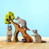 Racoon Family with Tree