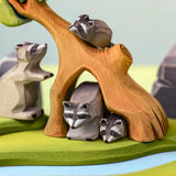 Racoon Family with Tree